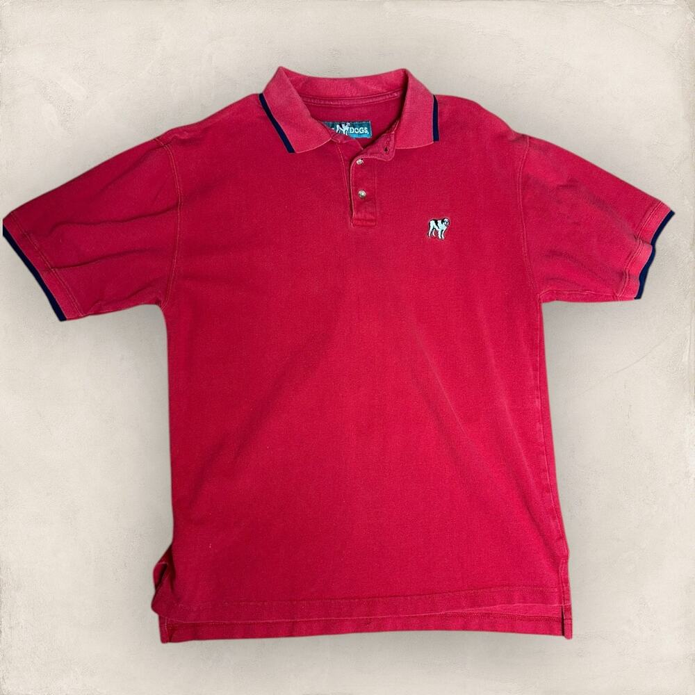 Big Dogs Short Sleeve Polo Shirt Men Medium Red vintage y2k baggy Embroidered